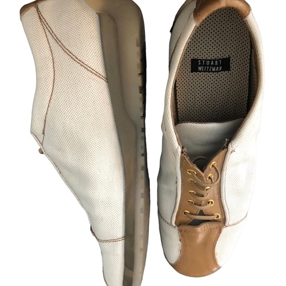 VTG Stuart Weitzman Canvas Retro Leather Slip On Lace zip Sneaker Oxford  Sz. 8 - Picture 3 of 6